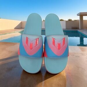 Adidas Adilette Comfort Slides Lionel Messi Inter Miami Aqua Pink Men Size 13